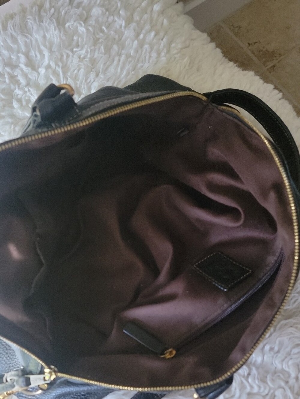 Black Leather Satchel Bag with Gold Hardware - Picture 4 of 6
